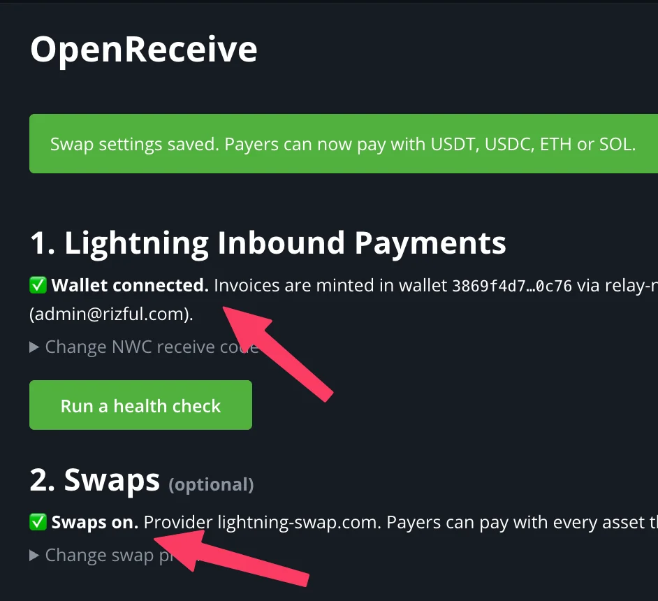 Wallet connected and swaps on
